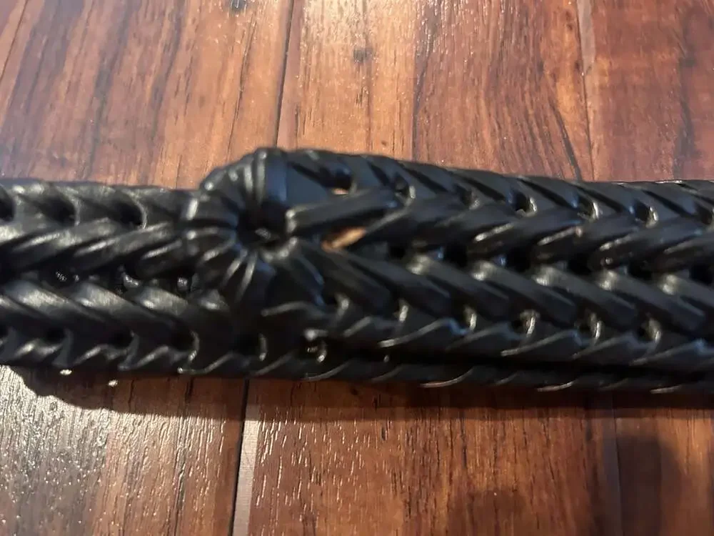 Dockers NWT Men's Black Braided Faux Leather Belt with Silver Buckle, Size 36